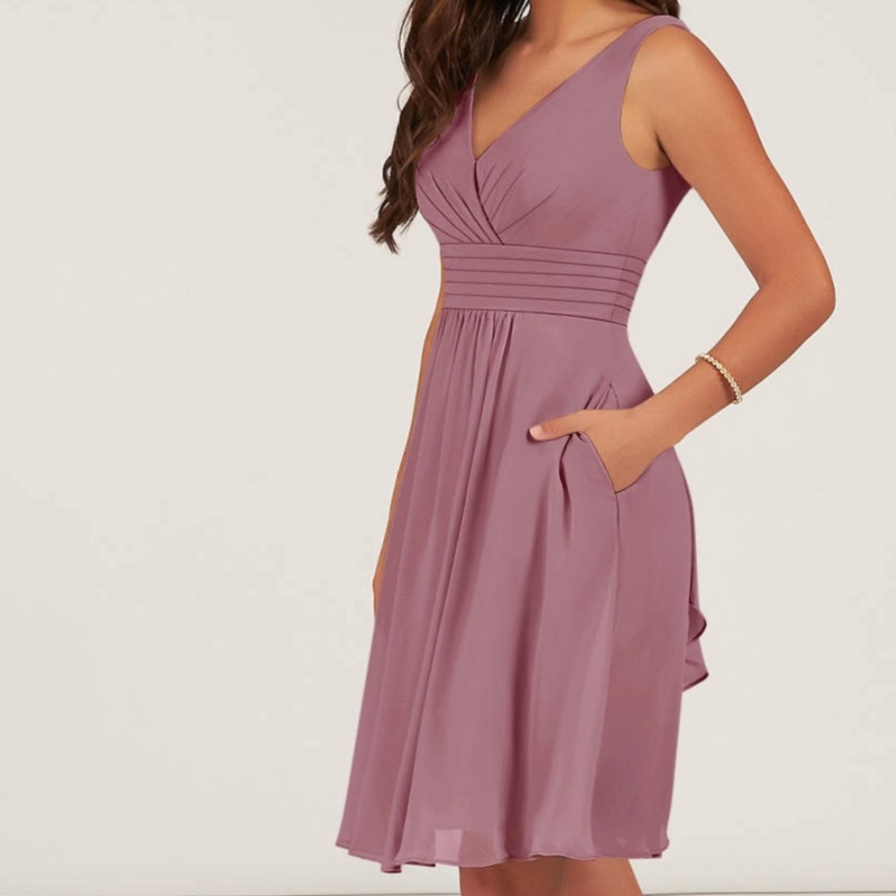 Azazie Kayla mid length bridesmaids formal dress Size A12- with pockets - Picture 4 of 15